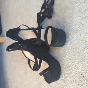Black lace up platforms